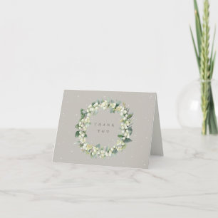 Carte De Remerciements Greige Snowberry+Eucalyptus Wreath Mariage Note