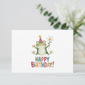 Carte De Remerciements Grenouille adorable Design d'anniversaire avec mar (Debout devant)