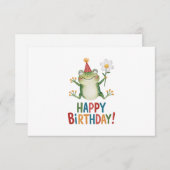 Carte De Remerciements Grenouille adorable Design d'anniversaire avec mar (Devant / Derrière)