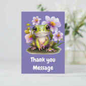 Carte De Remerciements Grenouille mignonne en fleurs (Debout devant)