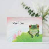 Carte De Remerciements Grenouille verte Se détendre dans l'étang (Debout devant)