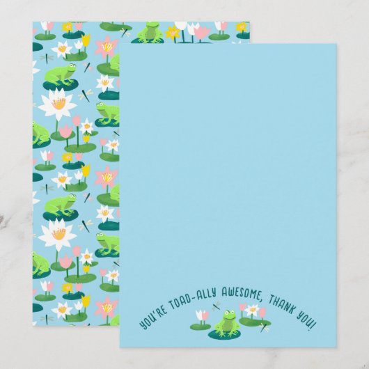 Carte De Remerciements Grenouilles et nénuphars Mignon SUR MESURE (Devant / Derrière)
