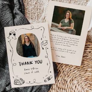 Carte De Remerciements Gribouillages Dessinés à la Main pour la Remise de