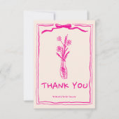 Carte De Remerciements Gribouillis dessinés à la main ruban rose rétro ba (Devant)