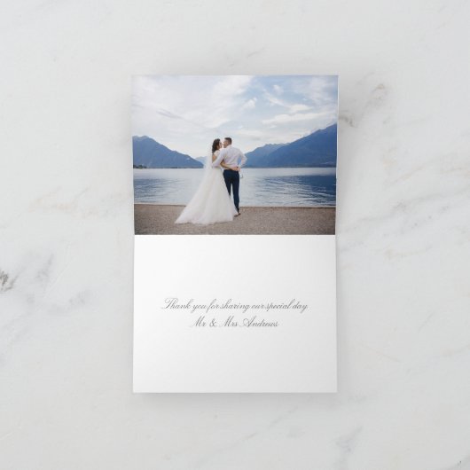 Carte De Remerciements Gris blanc mariage (Intérieur)