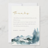 Carte De Remerciements Gris Blush Green Blue Mountains Pine Mariage (Devant)