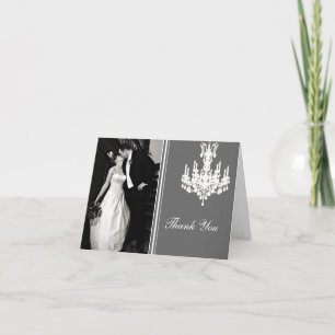 Carte de remerciements gris et blanc de photo de