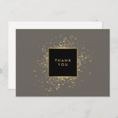 Carte de remerciements gris Faux Gold Confetti (Devant / Derrière)
