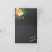 Carte De Remerciements Gris foncé Pêche Mariage Floral moderne (Intérieur)