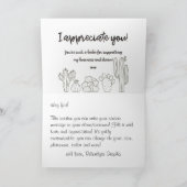 Carte De Remerciements Gris souris | Boho | Esthétique | Cactus (Intérieur)