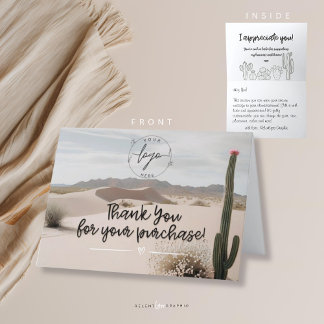 Carte De Remerciements Gris souris | Boho | Esthétique | Cactus