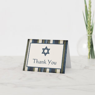 Carte De Remerciements Grunge Stripes Bar Mitzvah Thank You