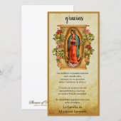 Carte De Remerciements Guadalupe Vierge Marie Condolence espagnole (Devant / Derrière)