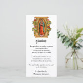 Carte De Remerciements Guadalupe Vierge Marie Condolence funéraire Espagn (Debout devant)