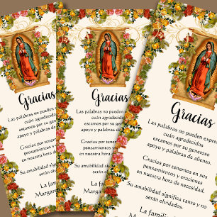Carte De Remerciements Guadalupe Vierge Marie Condolence funéraire Espagn