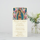 Carte De Remerciements Guadalupe Vierge Marie Condolence funéraire Espagn (Debout devant)