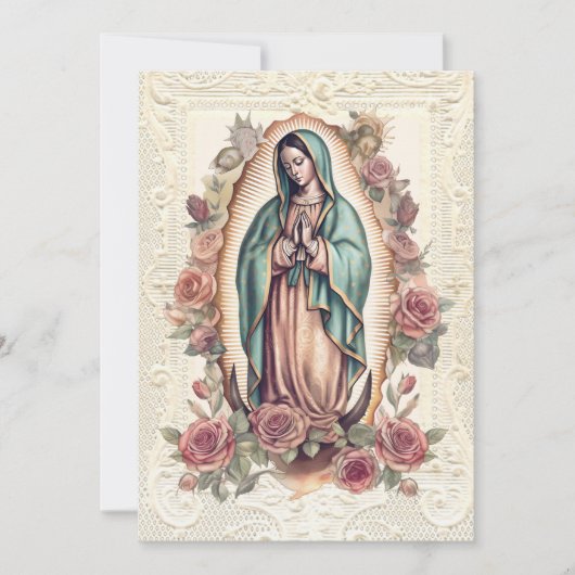 Carte De Remerciements Guadalupe Vierge Marie Condolence funéraire Espagn (Devant)