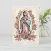 Carte De Remerciements Guadalupe Vierge Marie Condolence funéraire Espagn (Debout devant)