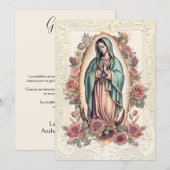 Carte De Remerciements Guadalupe Vierge Marie Condolence funéraire Espagn (Devant / Derrière)