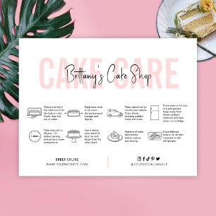 Carte De Remerciements Guide de soin de gâteau esthétique rose Boulangeri