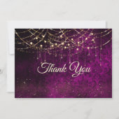 Carte De Remerciements Guirlande de fêtes violette dorée chic (Devant)