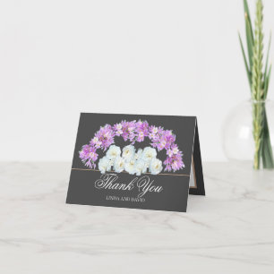 Carte De Remerciements Guirlande élégante de Crocus & Roses blanches Merc