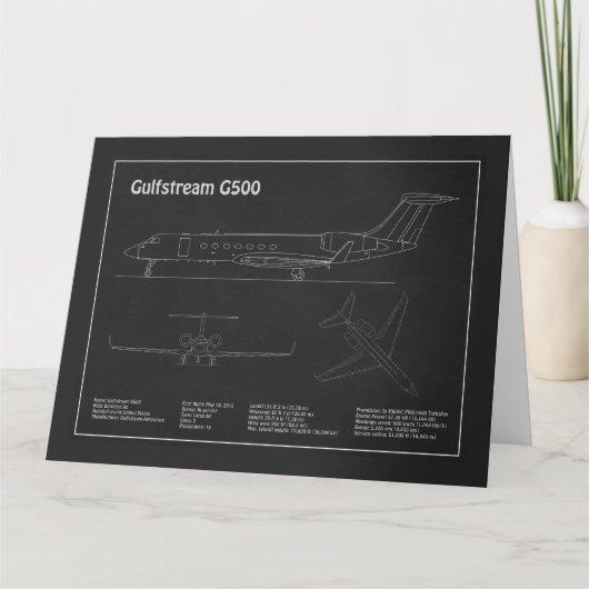 Carte De Remerciements Gulfstream G500 - Plan directeur de l'avion PD (Devant)