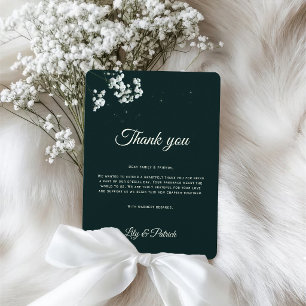 Carte De Remerciements Gypsophile vert émeraude élégant pour bébé