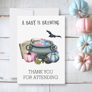 Carte De Remerciements Halloween Bébé brasser sorcière Révélation de genr