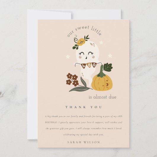 Carte De Remerciements Halloween Blush Ghost Little Boot N'importe quel â (Devant)