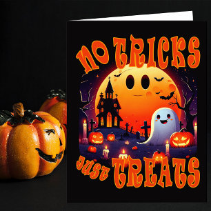 Carte De Remerciements Halloween cimetière avec joli sourire joyeux Fantô