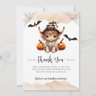 Carte De Remerciements Halloween Citrouille Vache Petit Boo Baby