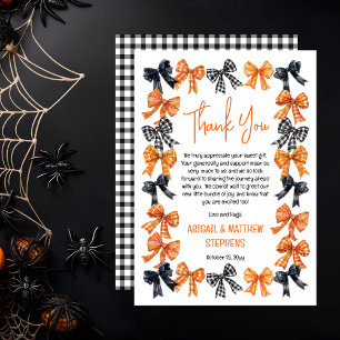 Carte De Remerciements Halloween Coquette Black   Baby shower Orange Bows