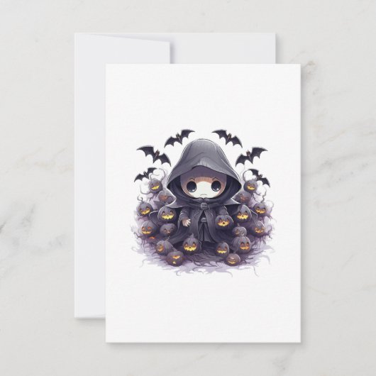 Carte De Remerciements Halloween de la Faucheuse de Chibi - Adorable Fant (Devant)