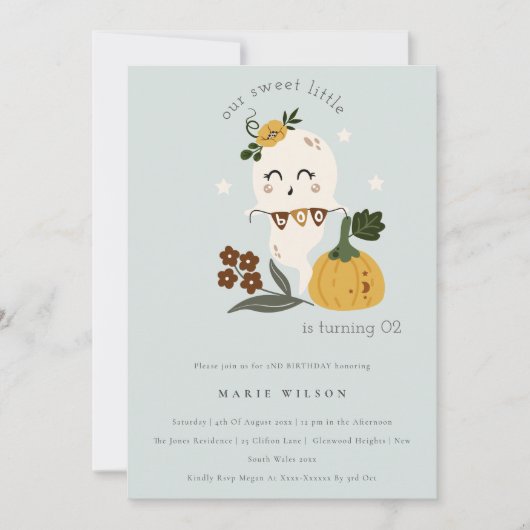 Carte De Remerciements Halloween Ghost Little Boo N'importe quel âge Anni (Devant)