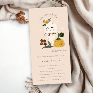 Carte De Remerciements Halloween mignon fantôme petit Baby shower Invitat