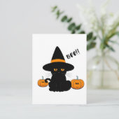 Carte De Remerciements Halloween mignonette Cartoon amis, Chat bébé noir (Debout devant)