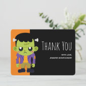 Carte De Remerciements Halloween monstre Frankenstein Green (Debout devant)