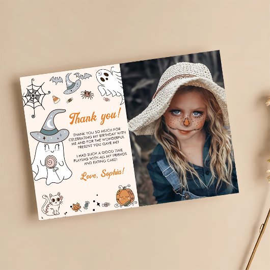Carte De Remerciements Halloween Super Cute Ghost fête d'anniversaire