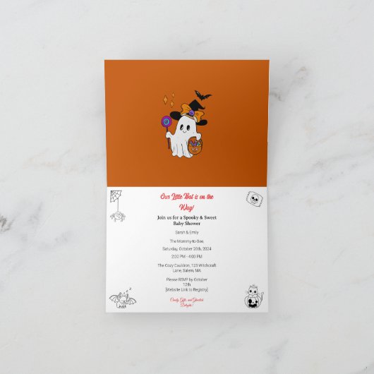 Carte De Remerciements Halloween Themed Baby Shower Invite (Intérieur)