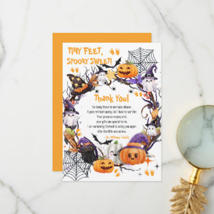 Carte De Remerciements Halloween Tiny Feet, Baby shower sucré Éffrayant
