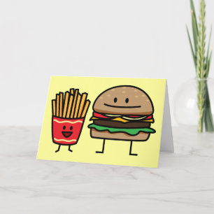 Carte De Remerciements Hamburger and Fries fast food bun junk fried hot