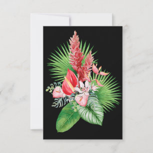 Carte De Remerciements Hana hou ! (Noir) Arrangement de fleurs hawaïennes