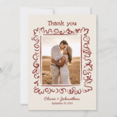 Carte De Remerciements Hand Drawn Doodles Wedding (Devant)