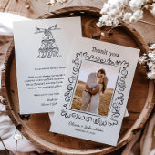 Carte De Remerciements Hand Drawn Doodles Wedding