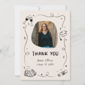 Carte De Remerciements Hand-Drawn Scribble Doodles Graduation (Devant)