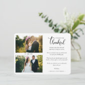 Carte De Remerciements Hand Lettered Chic 2 Photos Bride & Groom Collage (Debout devant)