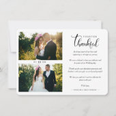 Carte De Remerciements Hand Lettered Chic 2 Photos Bride & Groom Collage (Devant)