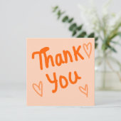 Carte De Remerciements Hand-Lettered Orange Thank You Card (Debout devant)