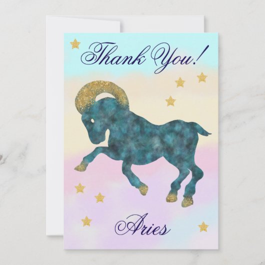 Carte De Remerciements Hand-Painted Aries Birthday Thank You (Devant)